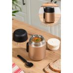 Porsima Paslanmaz Çelik Vakumlu Yemek Termosu Beslenme Kutusu Taşınabilir Lunch Box Sefer Tası Bronz 600ML - 0,60 lt