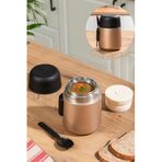 Porsima Paslanmaz Çelik Vakumlu Yemek Termosu Beslenme Kutusu Taşınabilir Lunch Box Sefer Tası Bronz 600ml, lns-brnz Bej