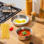 Porsima Paslanmaz Kaçerola ve Sahan Seti - Yumurta Sahan ve Sos Tavası 14-18 cm - Gri