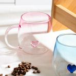Porsima Pbt-707 Dream Love Hearts - 400Ml Romantik Kalp Tasarımlı 2'Li Renkli Borosilikat Cam Kupa Seti
