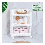 Porsima Rafty-73-1 Tekerlekli 4 Katlı Düzenleyici Geniş Raf Beyaz