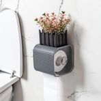 Porsima Yapışkanlı Banyo Tuvalet Kağıtlığı Wc Peçetelik Kağıtlık Tutucu Tuvalet Kağıt Organizeri (Antrasit)