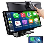 Portable Car Radio with 4k Dashcam, Wireless Dash Mount CarPlay & Android Auto, Touch Screen Audio Receivers Display.Stereo Bluetooth,Mirror Link, FM,Drive Mate Car Play Navigation,Carbuddy