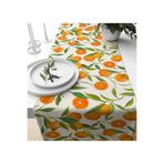 Portakal Desenli Duck Kumaş Dekoratif Runner – 37 cm x 170 cm Turuncu 35 x 165