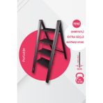 Portalife 4 Basamaklı Katlanır Çelik Destekli Alüminyum Ev Tipi Şık Merdiven - Kalın Profil - Antrasit