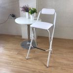 Portatif Katlanır Bar Tabureleri, Sırtlıklı ve Yastıklı Koltuk, Metal Çerçeve Mutfak Tezgahı, Restoran ve Ev için Yükseklik Sandalyeleri, Beyaz, 75 cm (30 inç)