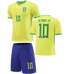 Portego Brezilya 2023/24 Yeni Sezon Neymar Jr Çocuk Forması Şort Çorap 3'lü Set - 6 - 7 Yaş - Sarı