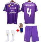 Portego Real Madrid 2017 Cardiff Şampiyonlar Ligi Finali Sergio Ramos Çocuk Forması 4'lü (Armalı Set) - 6 - 7 Yaş - Mor