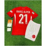 Portego Türkiye 2024 Barış Alper Yılmaz Saha Çocuk Forması 4'lü Set (Euro 2024 Patch) Kırmızı - 5 - 6 Yaş