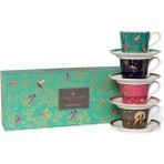 Portmeirion Sara Miller Chelsea Espresso Fincanı ve Tabağı, 4'lü Set - Renkli - 4 Adet