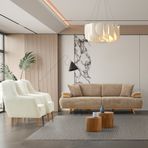 Portofino Koltuk Takımı 3+3+1+1 Kahve-Krem