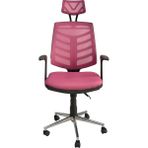 Porziyon Piramit Krom Fileli Ofis Büro Öğrenci Çalışma Koltuğu - Sandalyesi - Pembe