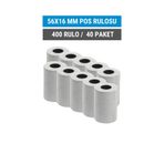POS Rulosu 56x16mm | 40 Paket 400 Adet Termal Rulo | Ribonsuz | Market, Kafe, Restoran | Dayanıklı | Tüm POS Yazıcılarla Uyumlu | Hızlı Baskı