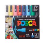 Posca Full Set 8 Akrilik Boya Kalemi Ters Çevrilebilir Orta Uçlu Kalem Uçları, Posca Kalemleri Kaya Boyama, Kumaş, Cam Boya, Metal Boya ve Grafiti için Akrilik Boya İşaretleyicileridir