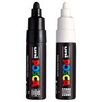 Posca Uni PC-7M Marker Sanat Kalemi - Büyük Mermi Ucu - 4,5-5,5 mm Uç - [2'li Paket] - Siyah ve Beyaz