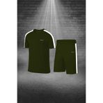 POSEIDON STORM Büyük Beden Erkek Haki Dri-Fit Düz Cepli Kısa Kol Tişört Şort Alt Üst Koşu Seti (4XL-10XL)