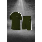 Poseidon Storm Büyük Beden Erkek Haki Dri-Fit Kumaş Düz Konforlu Cepli Kısa Kol Tişört Şort Alt Üst Koşu Seti 4XL-10XL - 7XL