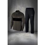 POSEIDON STORM Büyük Beden Erkek Haki Özel Supra Penye Fermuarlı Her Mevsim Sporcu Eşofman Takımı 4XL-10XL