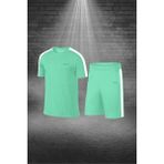 Poseidon Storm Büyük Beden Erkek Su Yeşili Dri-Fit Kumaş Baskısız Yuvarlak Yaka Kısa Kol Tişört Şort Alt Üst Spor Takım 4XL-10XL - 4 XL