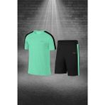 Poseidon Storm Büyük Beden Erkek Su Yeşili Dri-Fit Kumaş Düz Kısa Kol Konforlu Tişört Şort Alt Üst Ikili Takım Seti 4XL-10XL - 5XL