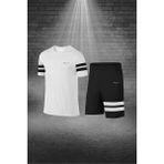 Poseidon Storm Erkek Beyaz Dri-Fit Kumaş Sıfır Yaka Kısa Kol Tişört Şort Alt Üst Takım (S-3xl)