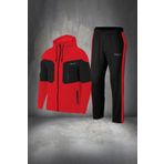 POSEIDON STORM Erkek Kırmızı Yeni Supra Penye Antrenman Sporcu Koşu Takımı Seti S-3XL