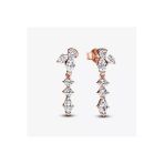 Poseidons Jewellery 925 Ayar Rose Renk Işıltılı Herbaryum Minimal Tarz Damla Küpe