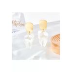 Poseidons Jewellery Beyaz Akrilik Vintage Gül Yapraklı Çiçek Küpe