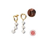 Poseidons Jewellery Gold Renk Barok İşlenmiş Tatlı Su Kültür İncileri Damla Küpeler
