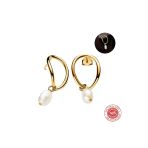 Poseidons Jewellery Gold Renk Gümüş Doğal Şekilli Yuvarlak Ve Barok İşlenmiş Tatlı Su Kültür İncisi Küpeler