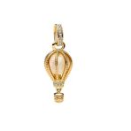 Poseidons Jewellery Gold Renk Işıltılı Şeffaf Sıcak Hava Balonu Sallantılı Charm