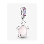 Poseidons Jewellery Murano Camı Pembe Deniz Kaplumbağası Sallantılı Charm