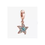Poseidons Jewellery Parıltılı Deniz Yıldızı Sallantılı Charm Rose Renk Zirkon Taşlı S925 Gümüş