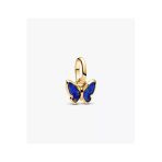 Poseidons Jewellery S925 Ayar Gold Mavi Kelebek Mini Sallantılı Charm