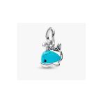 Poseidons Jewellery S925 Ayar Gümüş Turkuaz Renkli Balina Sallantılı Charm Kolye Ucu
