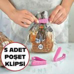 Poşet Klipsi 5 Adet Poşet Torba Ağzı Kapama Sıkıştırma Mandallı