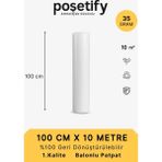 Poşetify 100 cm x 10 m Balonlu Naylon Patpat | 1. sınıf | 3 Katlı | 10 m2 | 35 gr/m² | Kalın Paketleme Rulosu - Şeffaf - 100x10