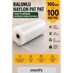POŞETİFY 100cm x 100m Balonlu Naylon Patpat | 1. sınıf | 3 Katlı | 100 m2 | 35 gr/m² | Kalın Paketleme Rulosu