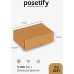 Poşetify 25 Adet 17X12,5X7,5 cm Baskısız Kraft Kesimli Kutu – Dayanıklı E-Ticaret ve Hediye Paketleme Kutusu - Çift Yönlü