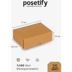 Poşetify 25 Adet 17x12,5x7,5 Cm Baskısız Kraft Kesimli Kutu – Dayanıklı E-Ticaret ve Hediye Paketleme Kutusu