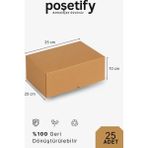 Poşetify 25 Adet 25X20X10 cm Baskısız Kraft Kesimli Kutu – Dayanıklı E-Ticaret ve Hediye Paketleme Kutusu