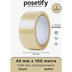 Poşetify 45 mm x 100 Metre Koli Bandı | 1 Adet | Güçlü Yapışkanlı Şeffaf Paketleme Bandı