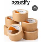 Poşetify 45 mm x 40 Metre Kraft Koli Bandı 6 Adet Yapışkanlı Doğal Kağıt Dayanıklı Paketleme Bandı