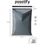 Poşetify Balonlu Gri Kargo Poşeti 17X23+5 cm | 50 Adet | Bantlı Patpatlı Kargo Poşeti | Balonlu Naylon Torba