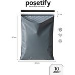 Poşetify Balonlu Gri Kargo Poşeti 30X37+5 cm | 10 Adet | Bantlı Patpatlı Kargo Poşeti | Balonlu Naylon Torba