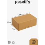 Poşetify Baskısız Kraft Kesimli Kutu 17X8X5,5 cm | 25 Adet | Dayanıklı E-Ticaret ve Hediye Paketleme Kutusu - Çift Yönlü