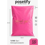 Poşetify Premium Renkli Kargo Poşeti 30X38X6 cm | 100 Adet | Thank You Baskılı | Pembe | Iç Göstermez
