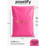 Poşetify Premium Renkli Kargo Poşeti 30X38X6 cm | 5000 Adet | Thank You Baskılı | Pembe | Iç Göstermez