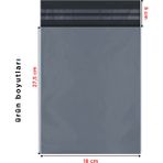 Poşetistan Ekonomik Cepsiz Kargo Poşeti 50 Adet, 22,5 cm x 30 cm x 5 cm - Gri - Gri - CEPSİZ - 22,5 X 30 + 5