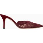 Positano 75 Dantel ve Süet Mule, Stiletto Topuk - Bordo